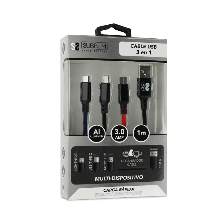 Cable Micro USB Subblim SUB-CAB-3IN101 1 m