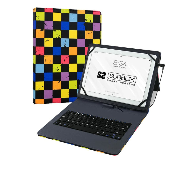 Funda para Tablet y Teclado Subblim Squares Qwerty Español