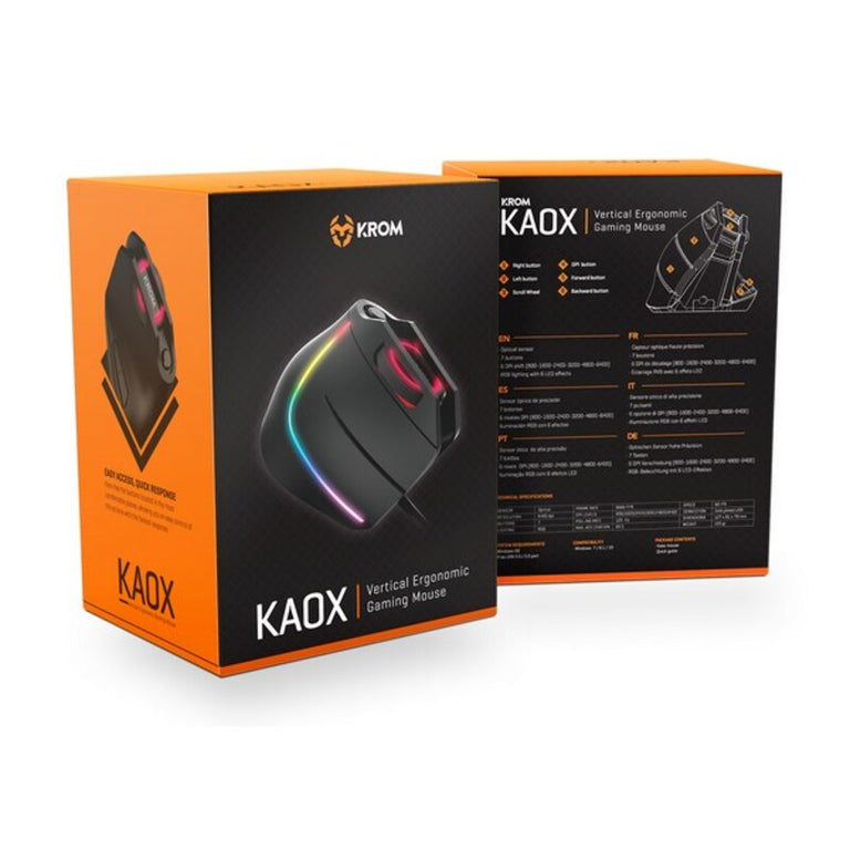 <transcy>Souris de jeu Krom Kaox 6400 dpi RGB noire avec LED</transcy>