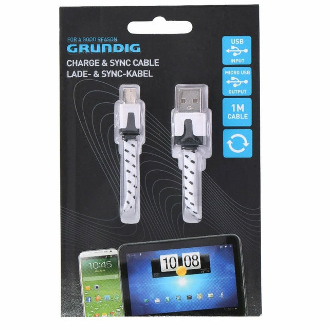 Cable Micro USB Grundig Blanco/Negro 1 m