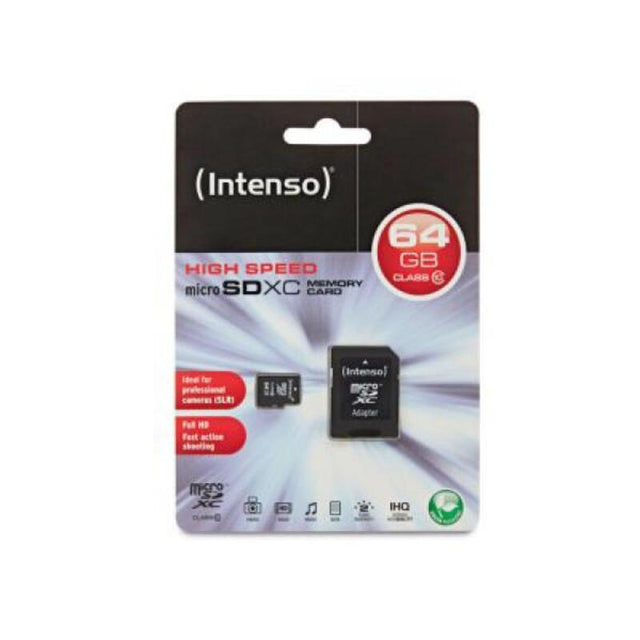 <transcy>Carte mémoire Micro SD avec adaptateur INTENSE 3413490 64 Go Classe 10</transcy>