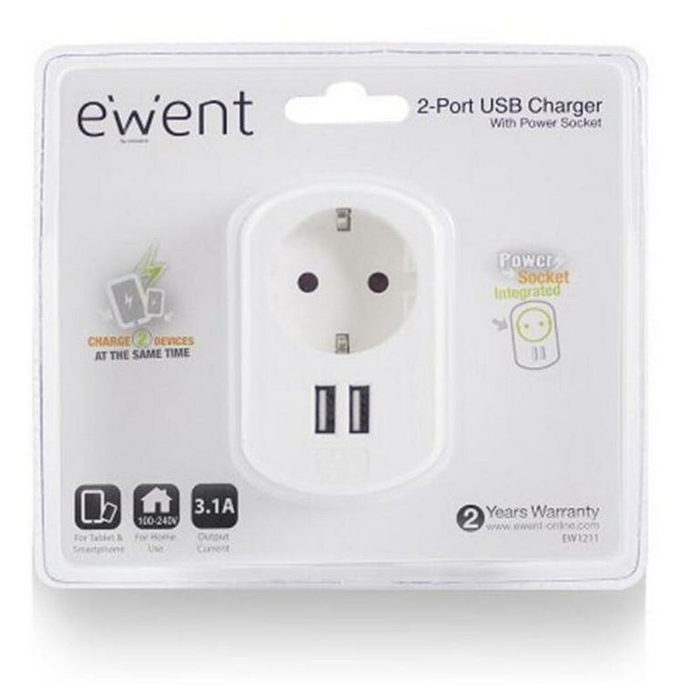 <transcy>Ewent EW1211 Prise murale 3.1 A avec 2 ports USB</transcy>