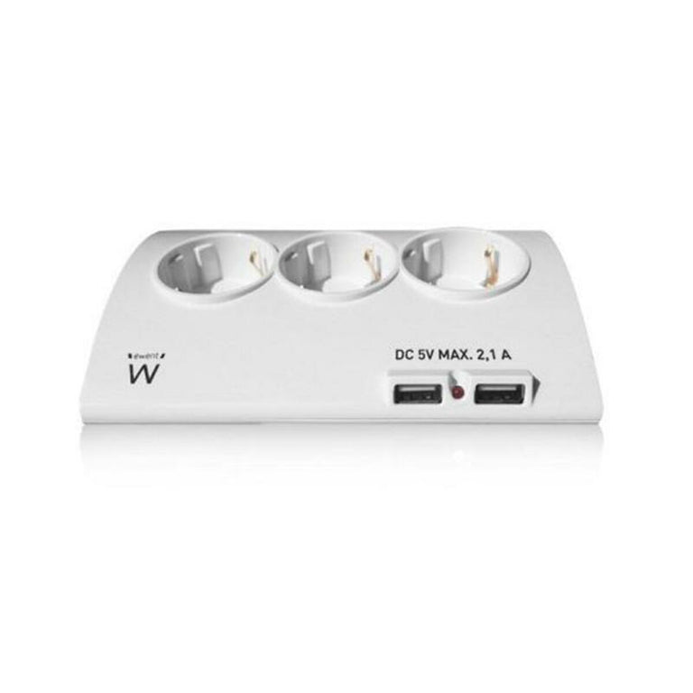 Regleta Enchufes 5 Tomas con Interruptor Ewent EW3932 1,5 m 2 x USB 2,1 A 2500W Blanco