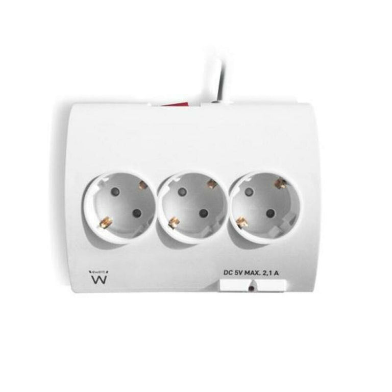 Regleta Enchufes 5 Tomas con Interruptor Ewent EW3932 1,5 m 2 x USB 2,1 A 2500W Blanco