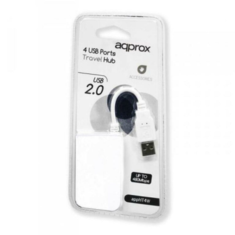 Hub USB 4 Puertos approx! APPHT4W USB 2.0 Blanco