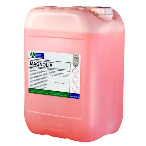 Detergente perfumado multisuperficies con bio-alcohol aroma magnolia. 4X5, 10 y 25 Kg